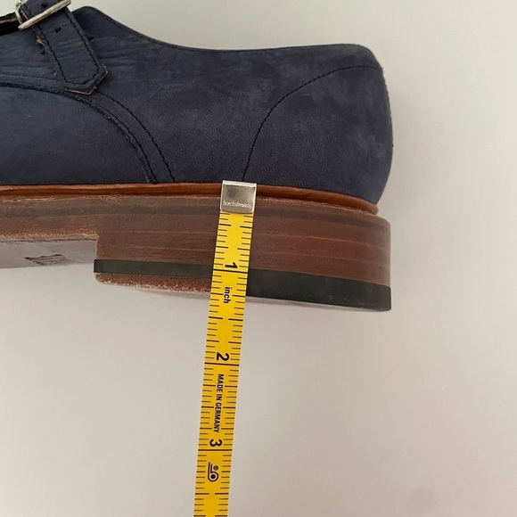Frye Double Monk Leather Strap Oxford Loafer Size 9D Blue - Picture 11 of 11